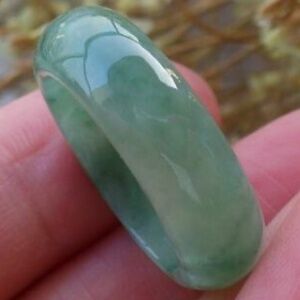 Certified Icy Green Natural A JADE Jadeite round Circle RING USA 6.75 戒指